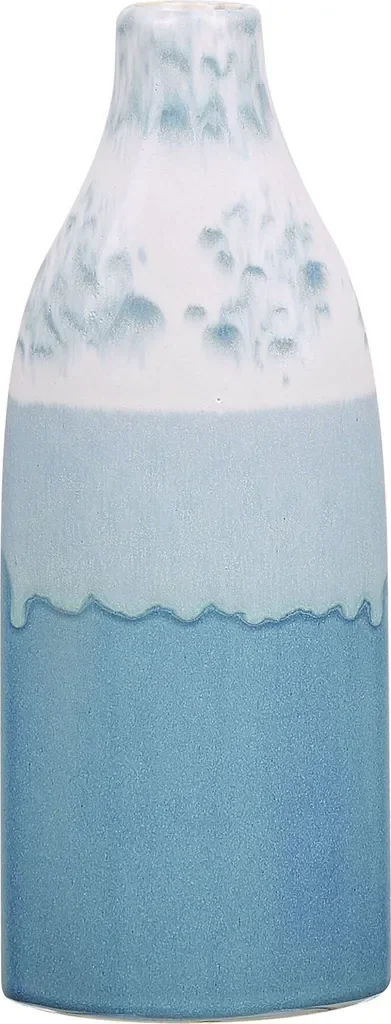 Beliani Vase 30 cm Steinzeug weiss blau
