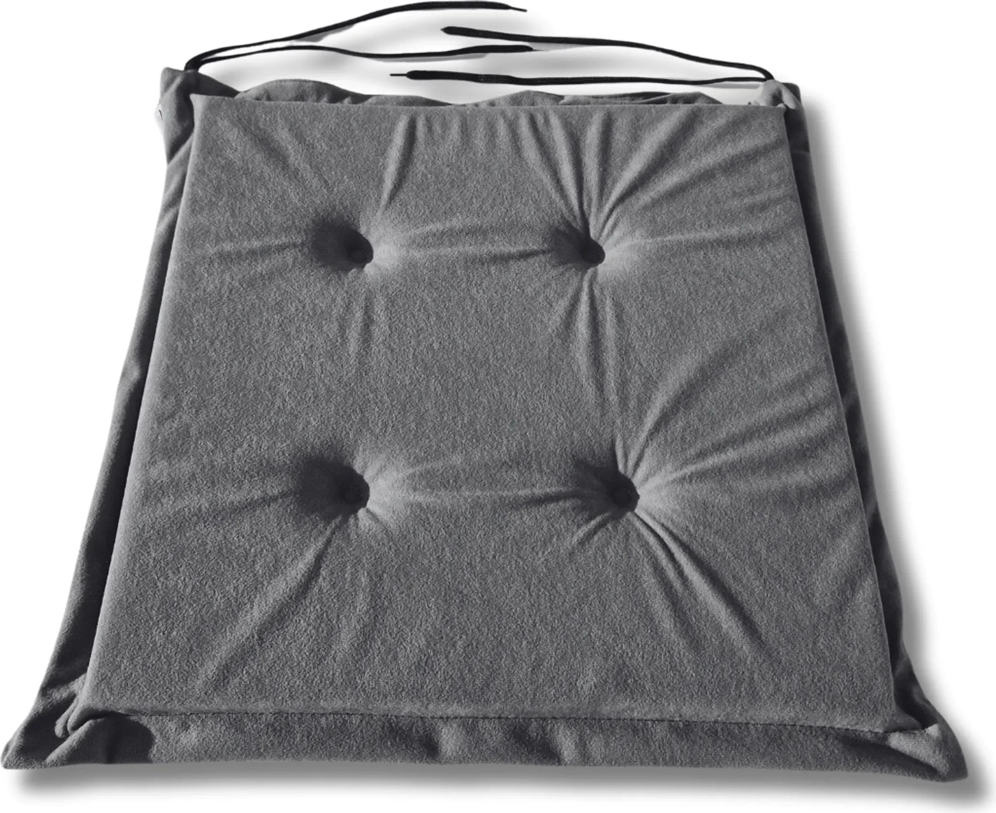 Natalia Spzoo Stuhlkissen 40×40×3 cm – Grau, mit Bindekordeln