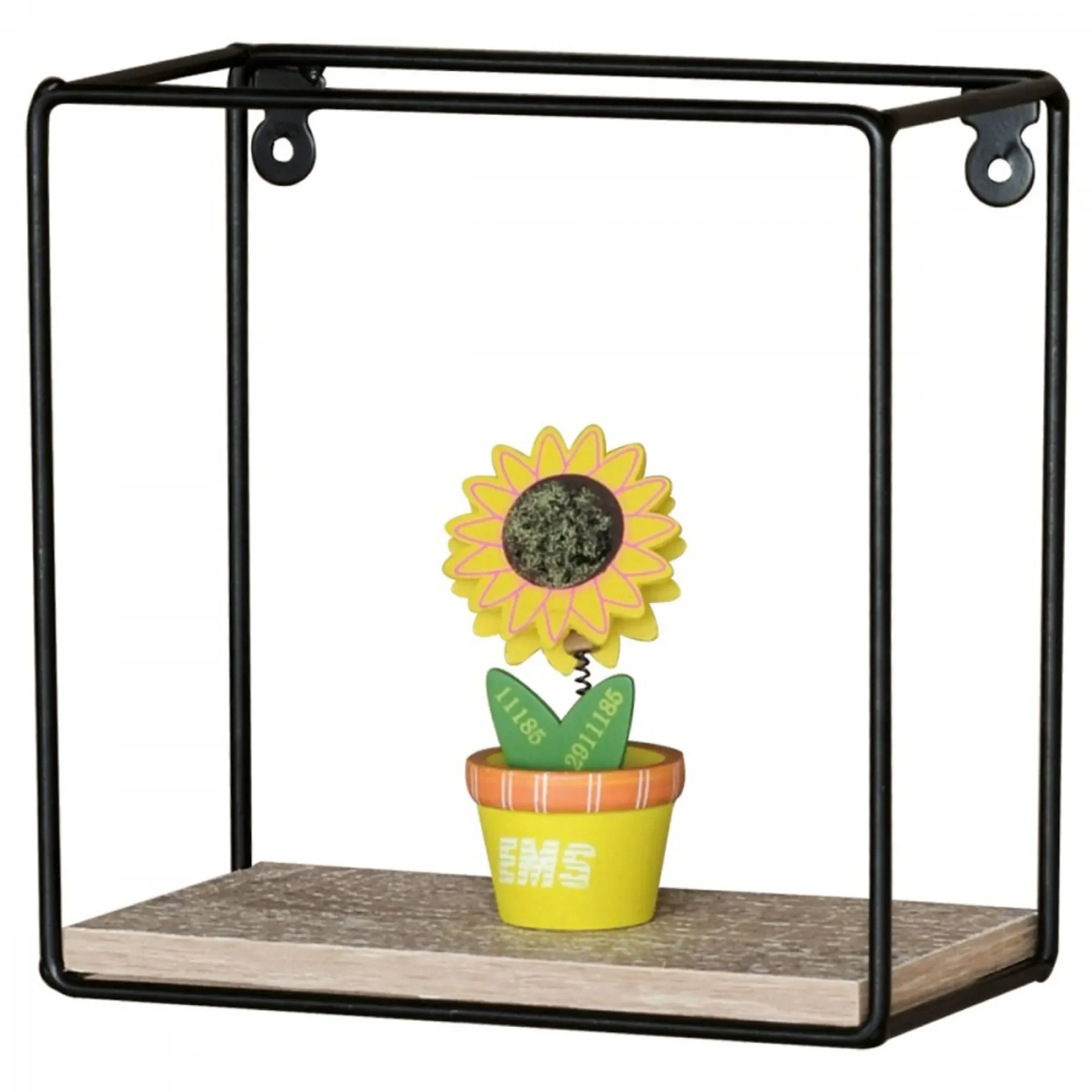 Autronic – Wandregal 30 cm, MDF Eichendekor & Metall, Schwarz matt