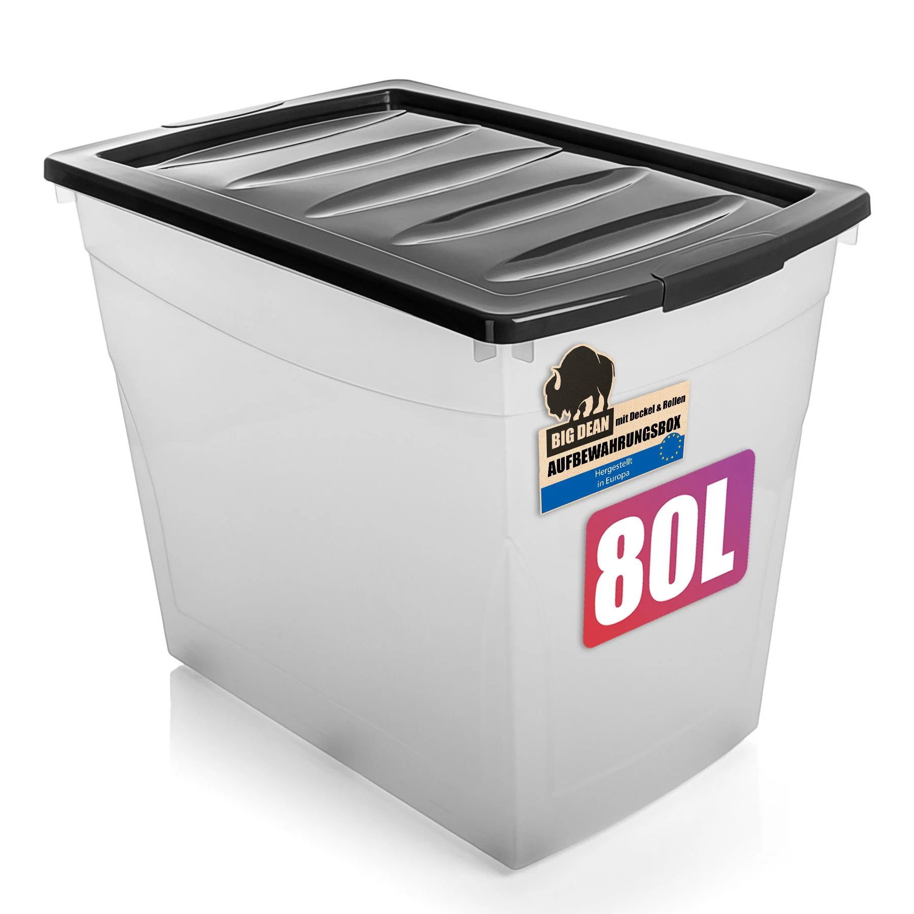 BIGDEAN Aufbewahrungsbox 80L Rollen Deckel
