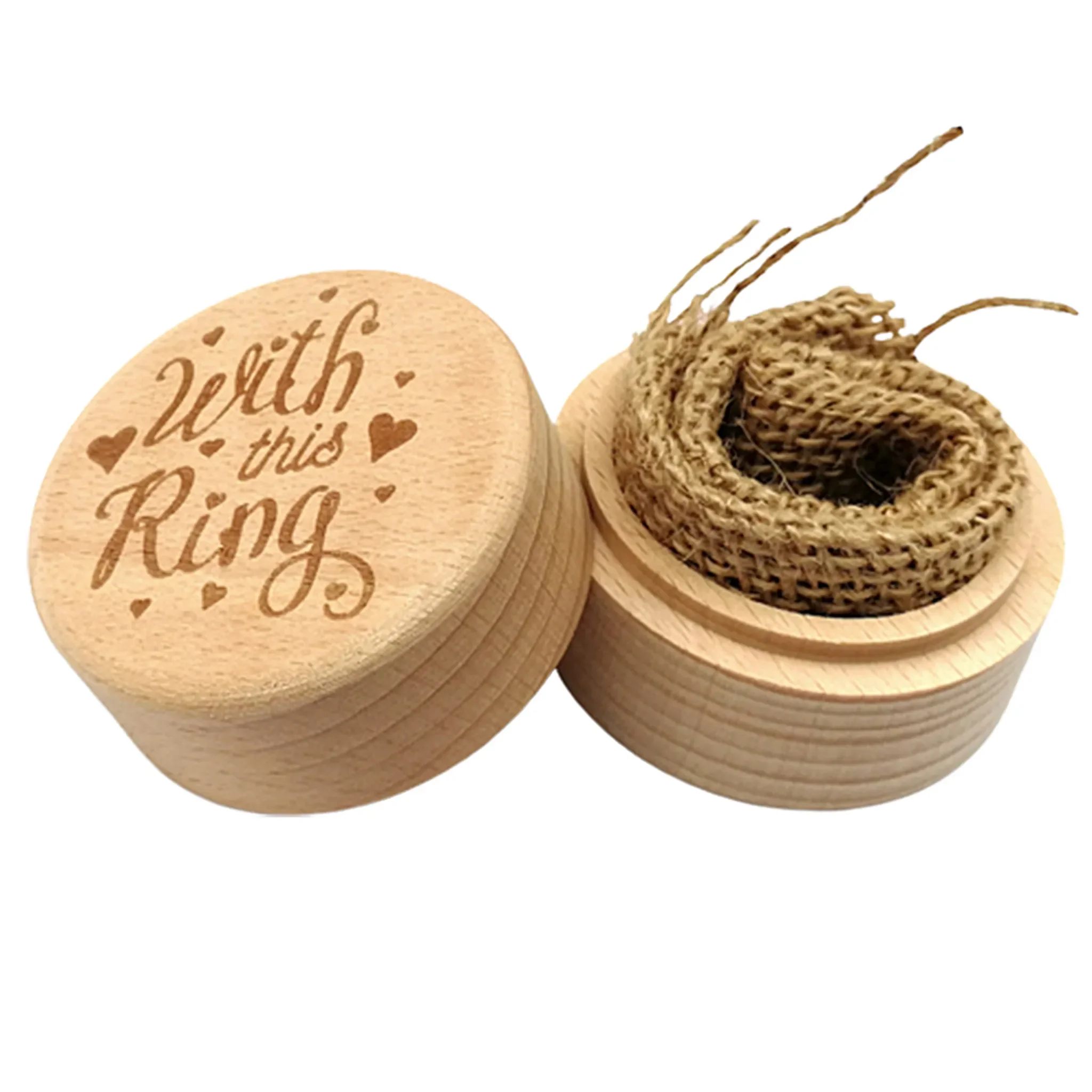 Essen Ringbox aus Buchenholz – Rund, geschnitzt