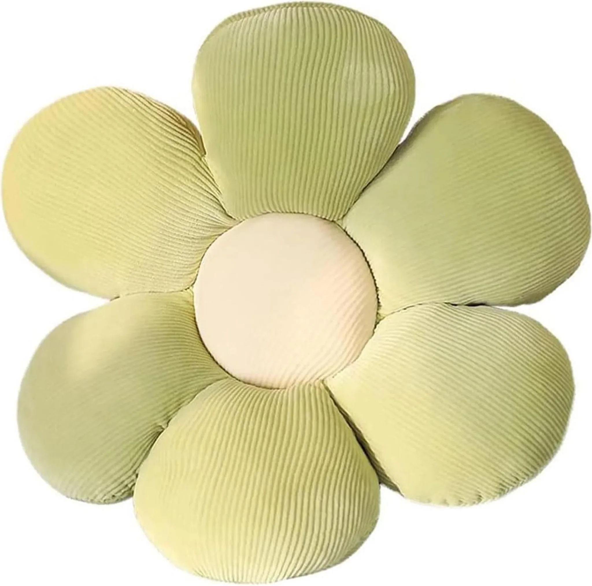 MODFU Dekokissen „Sonnenblume“ Ø 40 cm – Grün, Weiches Plüschkissen