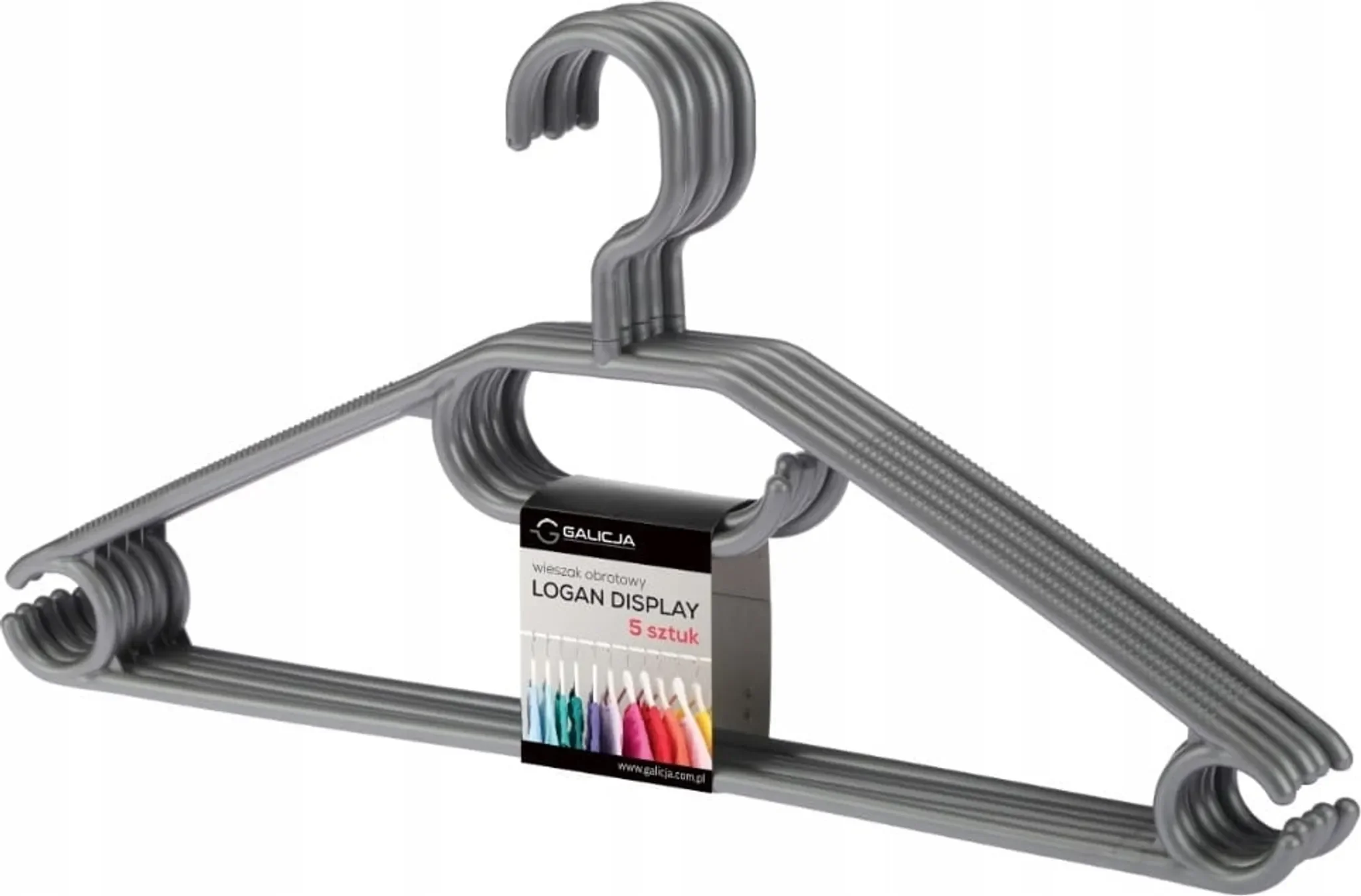 Galicja Drehbarer Kleiderbügel – 5er Set, Kunststoff „Logan“