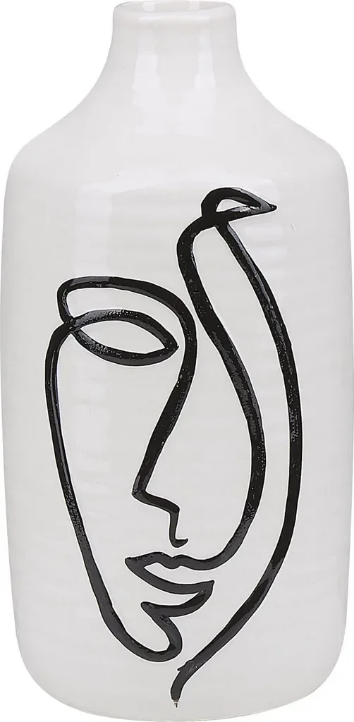 Beliani Steinzeugvase mit Gesicht 22 cm