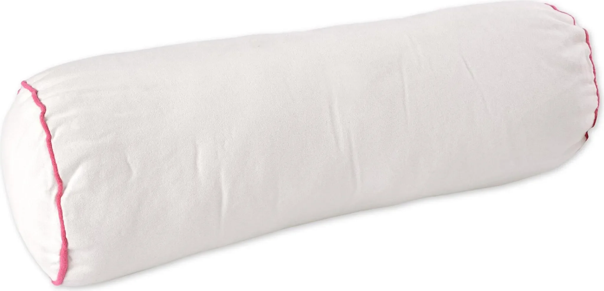 Haus und Deko Nackenrolle 15×50 cm – Weiß mit pinken Akzenten